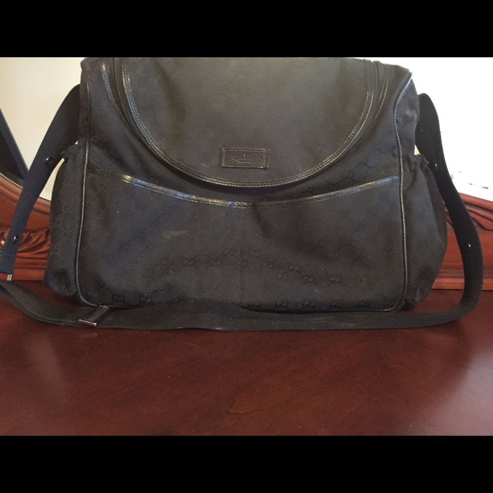 Gucci black diaper bag
